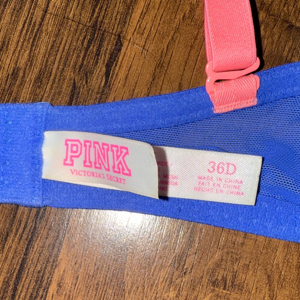 PINK by Victoria Secret Lace Underwire Push-up Bra in Blue and Pink (36D) - Picture 3 of 3